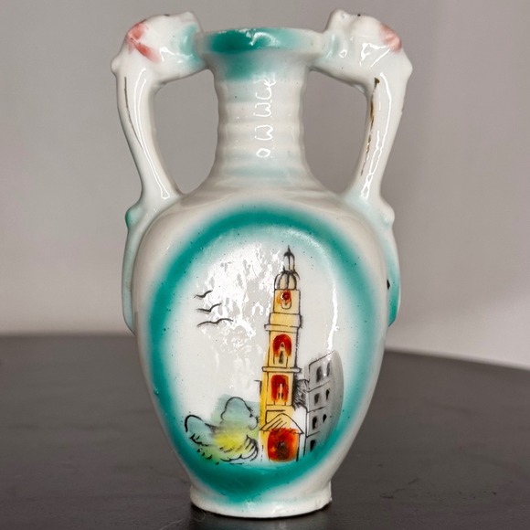 Vintage Japan Miniature Amphora Vase Tower Scene Mini Decorative Display Tiny - Picture 1 of 5